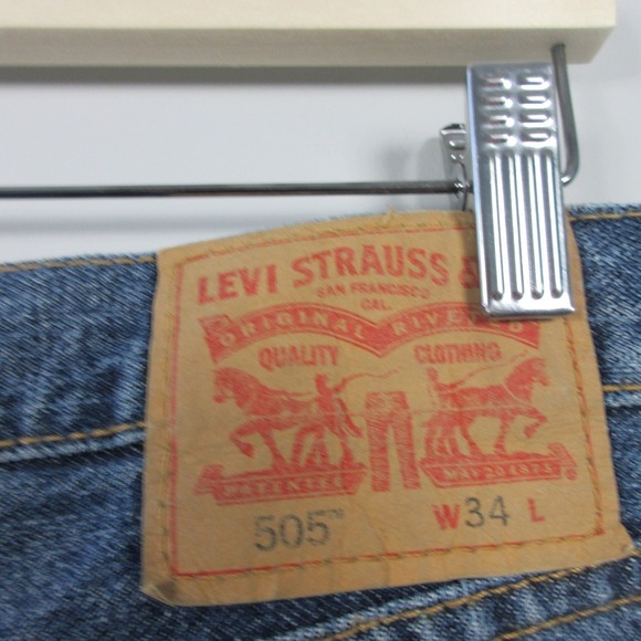 Levi's 505 Denim Jean Shorts Blue Classic Fit 34 Men 100% Cotton Casual 500 - Picture 3 of 12